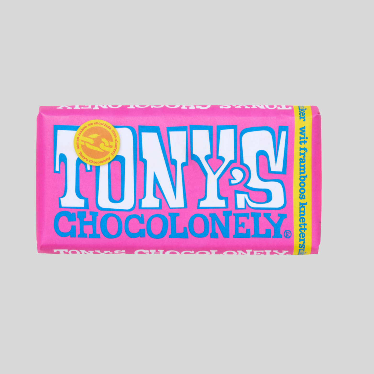 Tony's Chocolonely Weiße Schokolade Himbeer Knusperzucker 180g