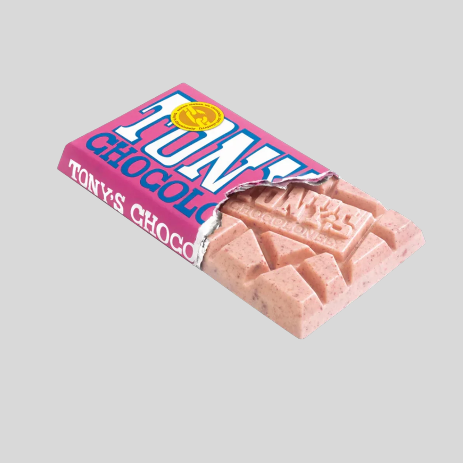 Tony's Chocolonely Weiße Schokolade Himbeer Knusperzucker 180g